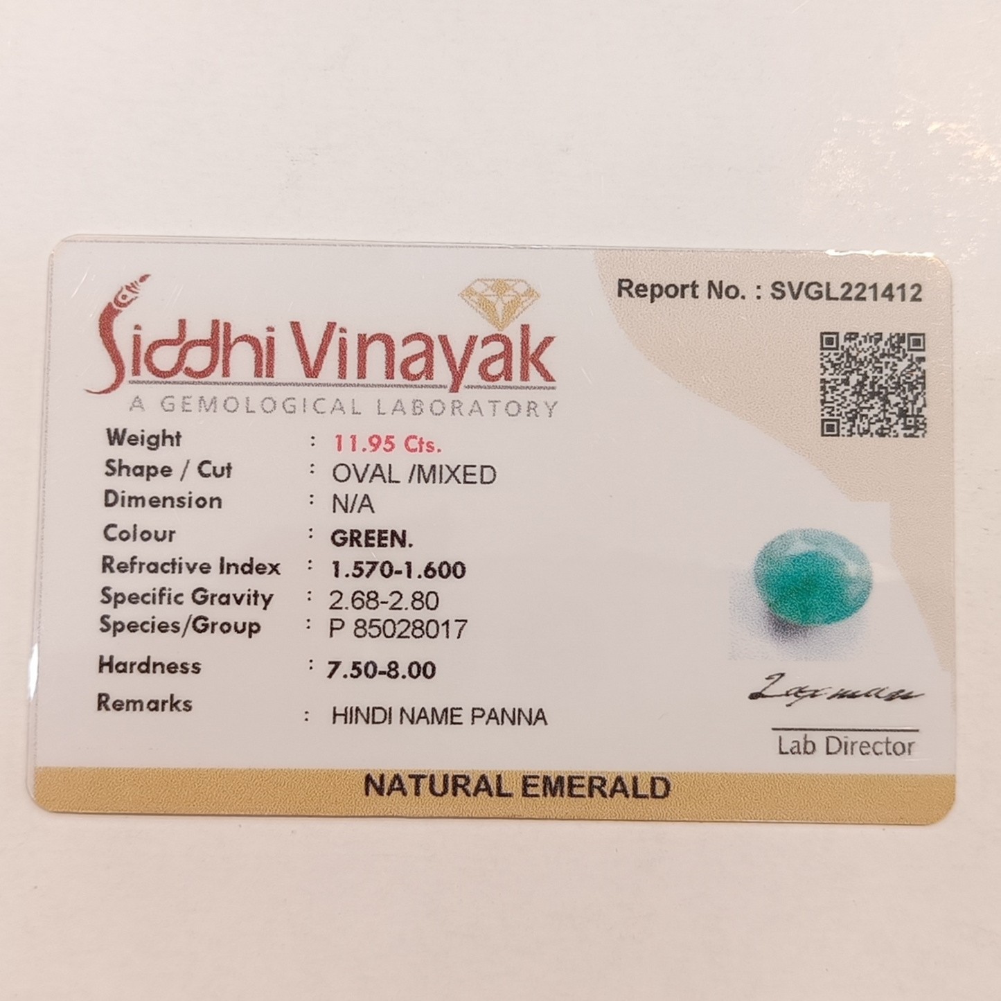 Emerald (Panna) - 11.95 Carats