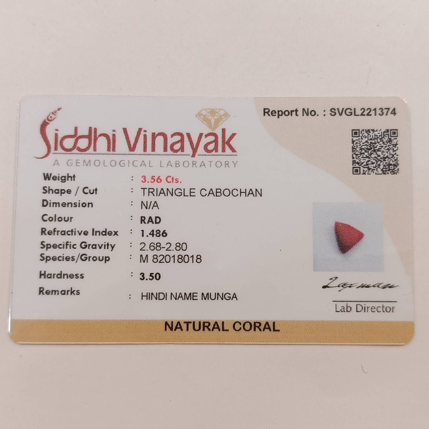 Red Coral (Moonga) - 3.56 Carats