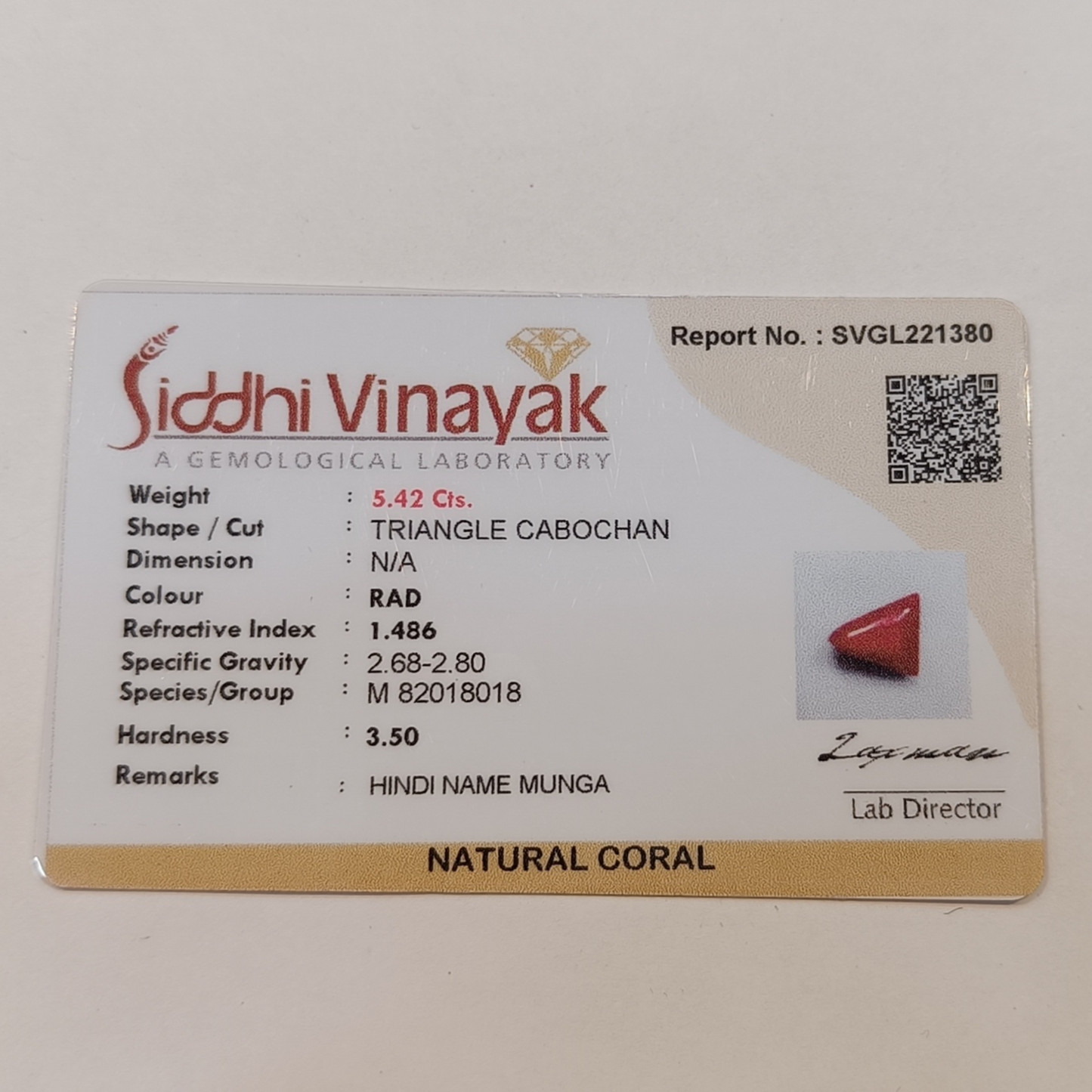 Red Coral (Moonga) - 5.42 Carats
