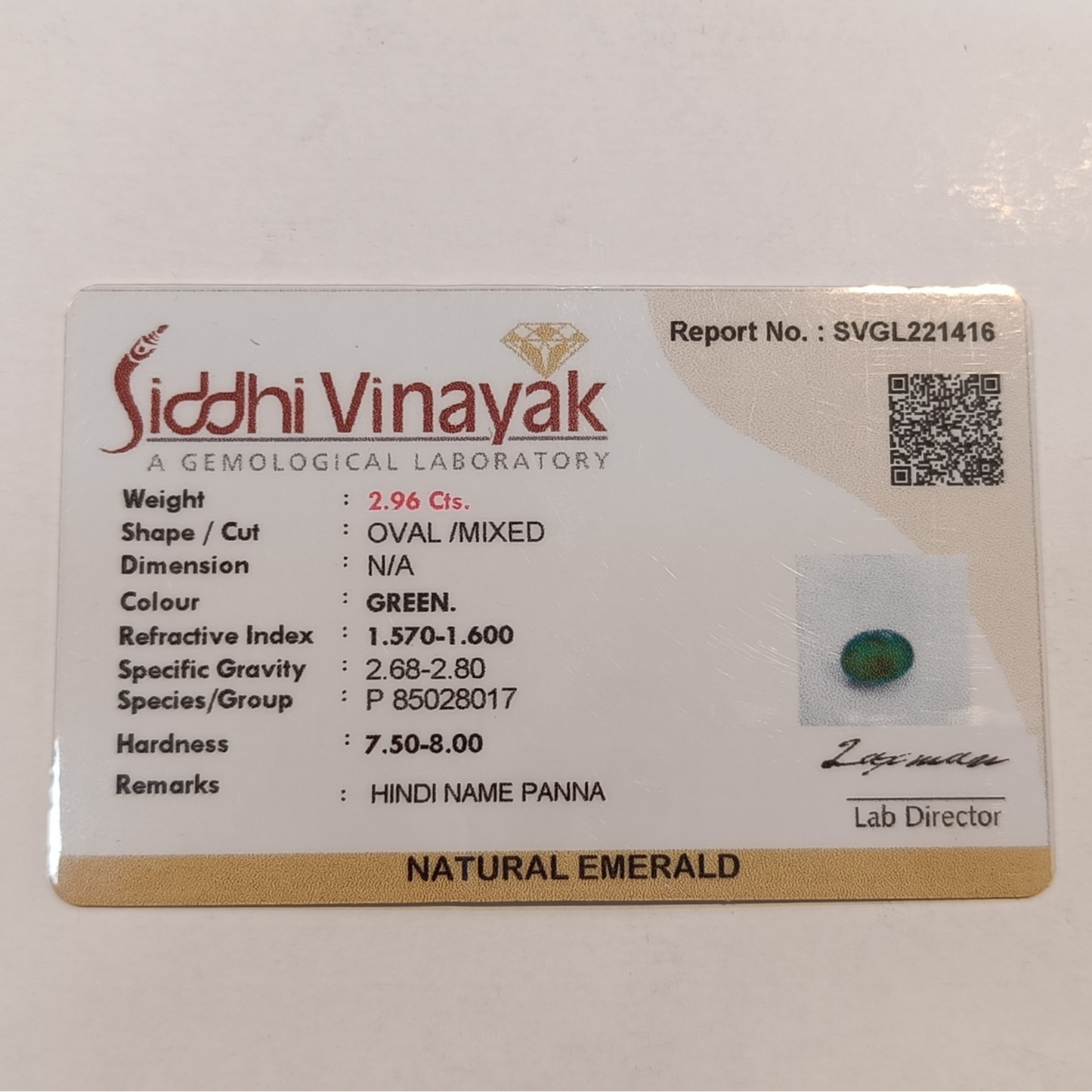 Emerald (Panna) - 2.96 Carats