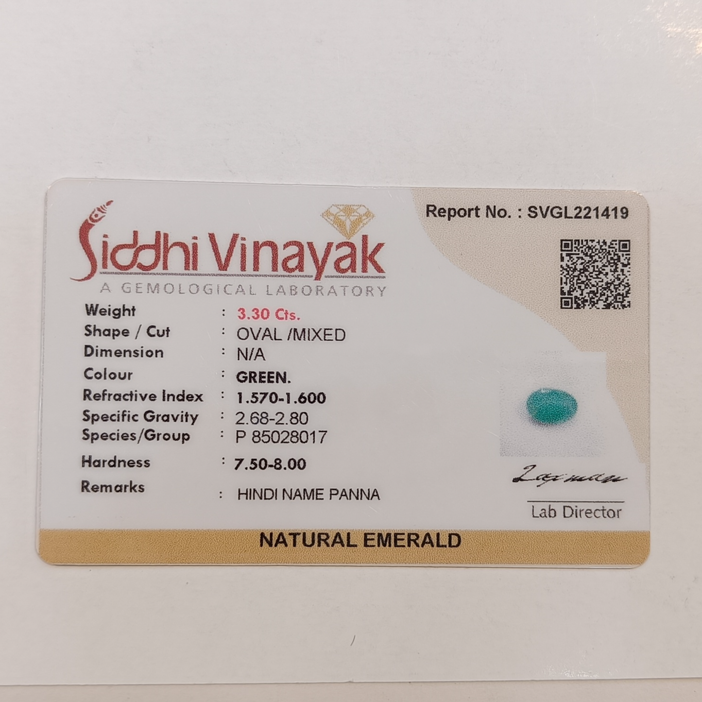 Emerald (Panna) - 3.30 Carats