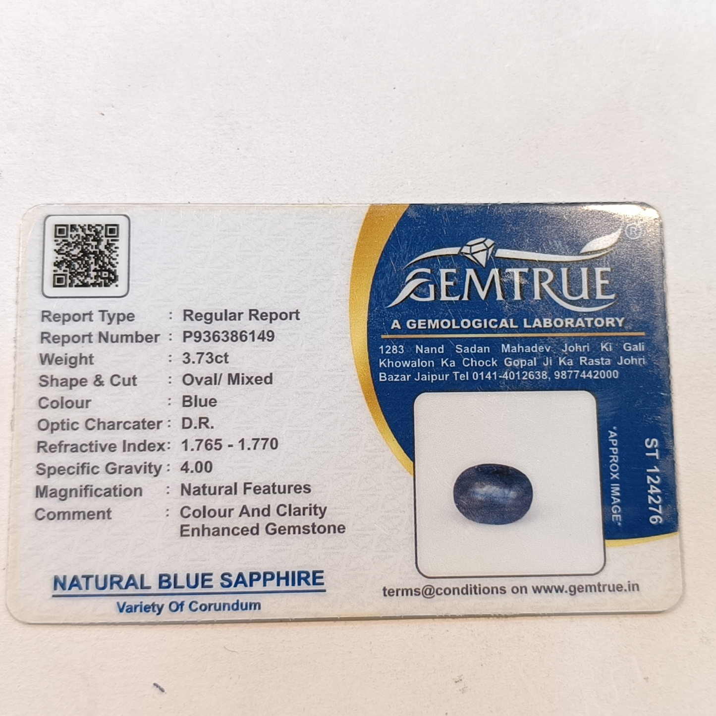 Blue Sapphire - 3.73 Carats