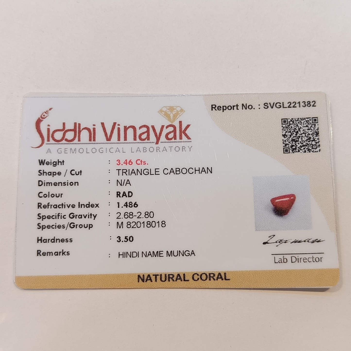 Red Coral (Moonga) - 3.46 Carats