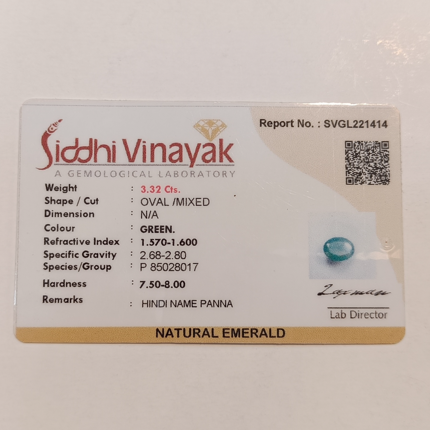 Emerald (Panna) - 3.32 Carats