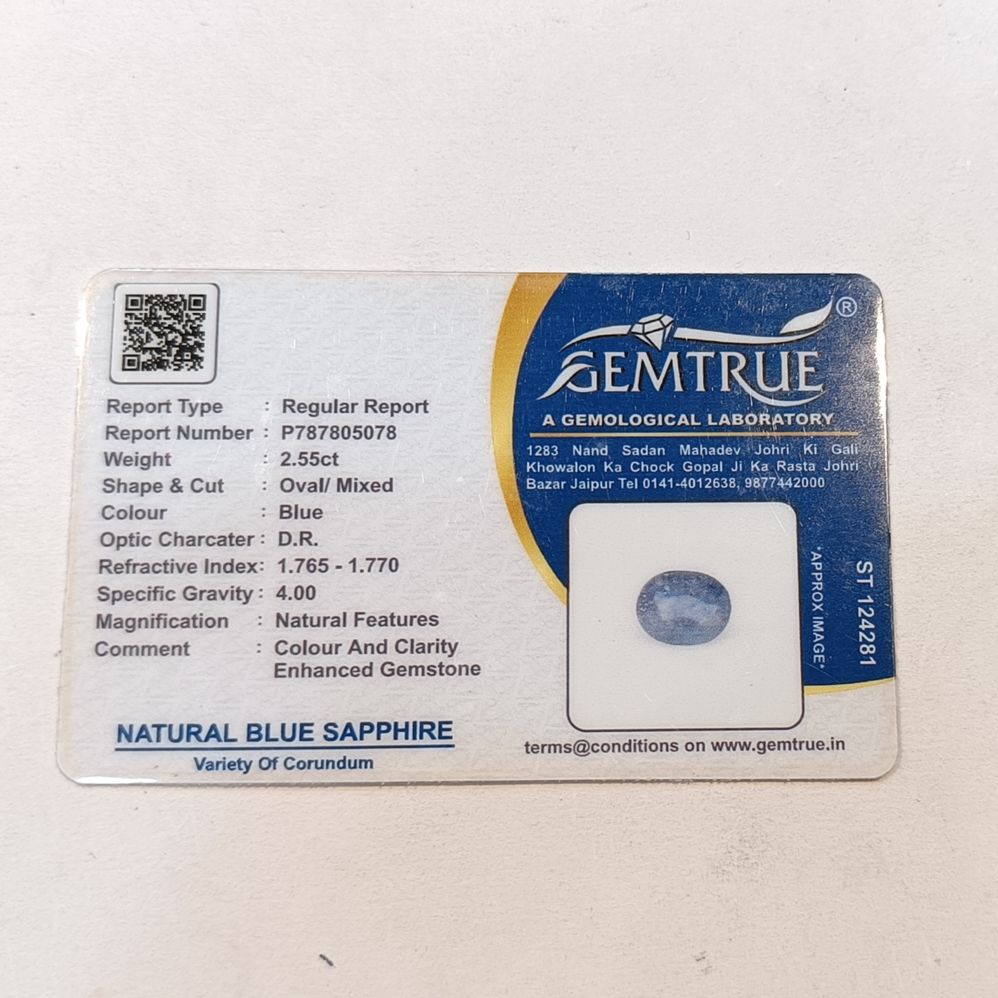Blue Sapphire - 2.55 Carats