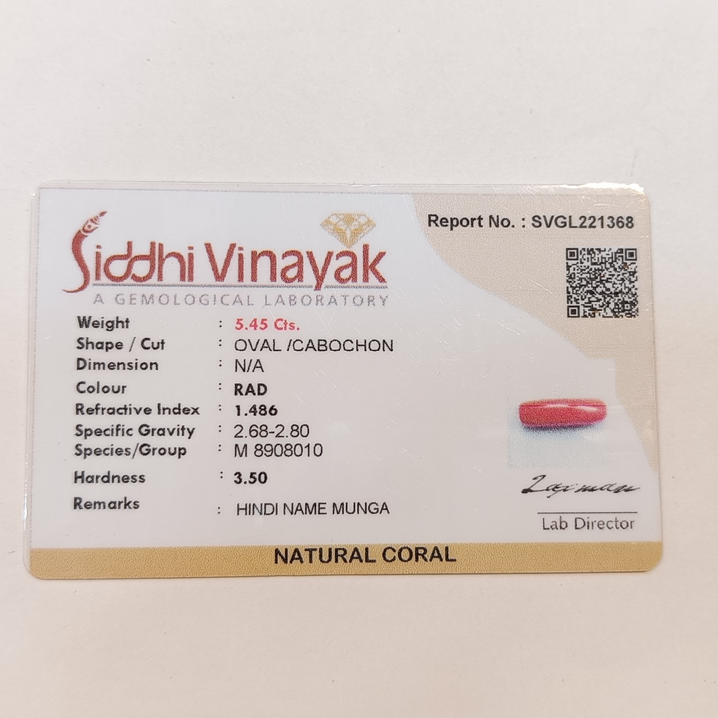 Red Coral (Moonga) - 5.45 Carats