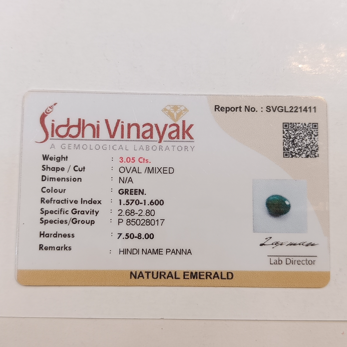 Emerald (Panna) - 3.05 Carats