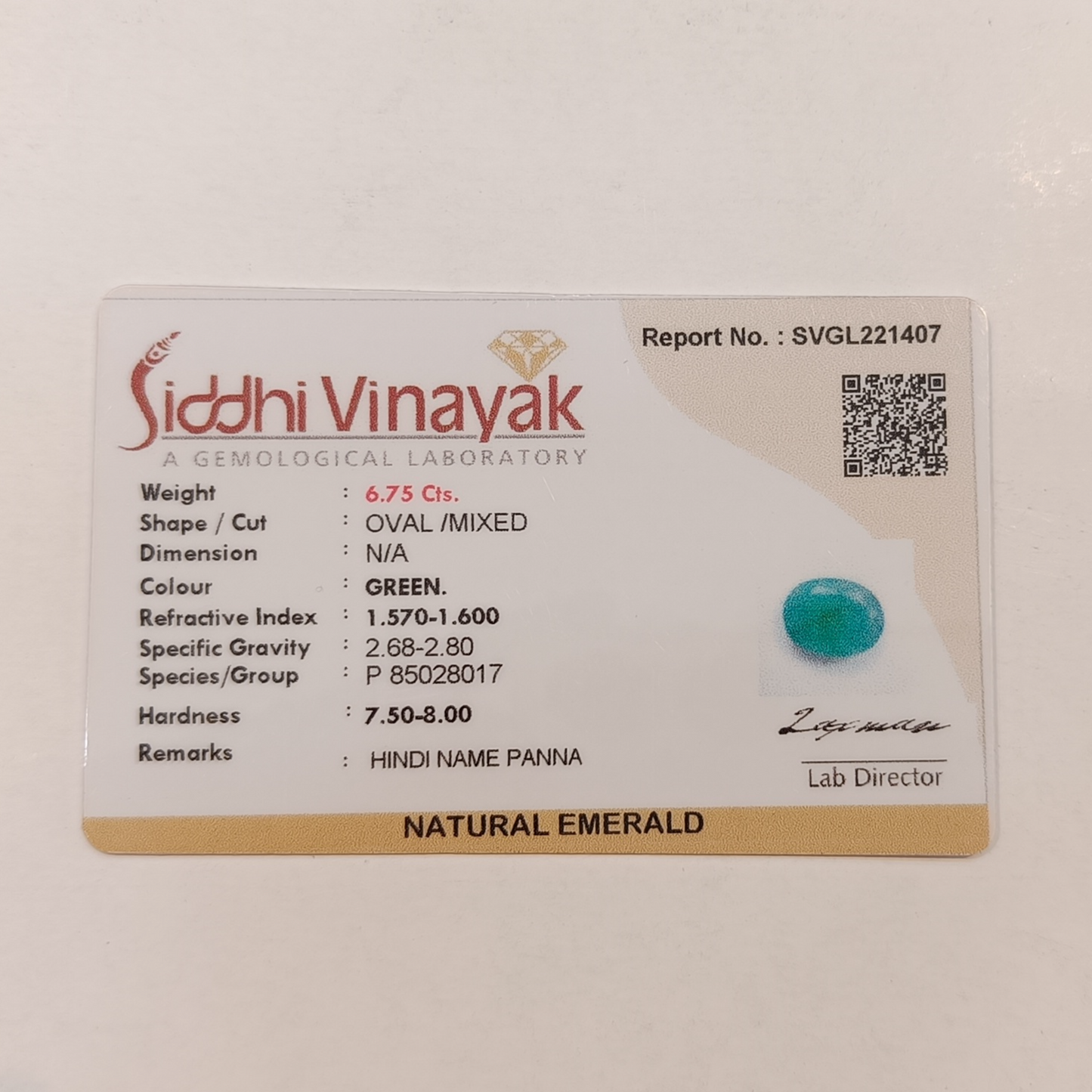 Emerald (Panna) - 6.75 Carats
