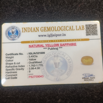 Yellow Sapphire - 3.40 Carats